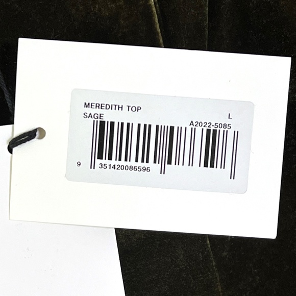 NWT Hansen & Gretel Velvet Meredith Crop Top in Sage Green Size Large - Picture 6 of 11